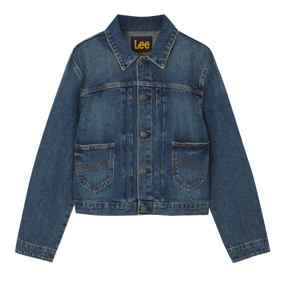Джинсовая куртка Lee x Pull&Bear Cropped, синий джинсовая куртка msk bear размер xxxl серый синий
