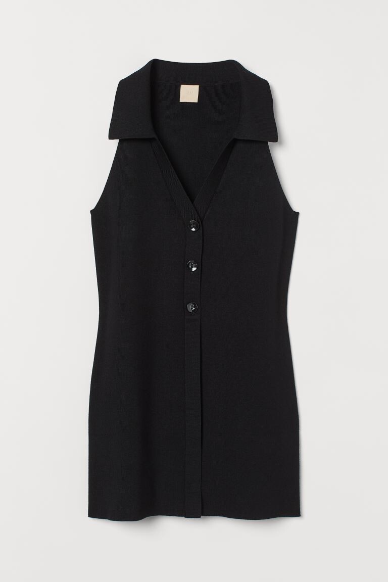 

Вязаный топ с воротником H&M, черный
