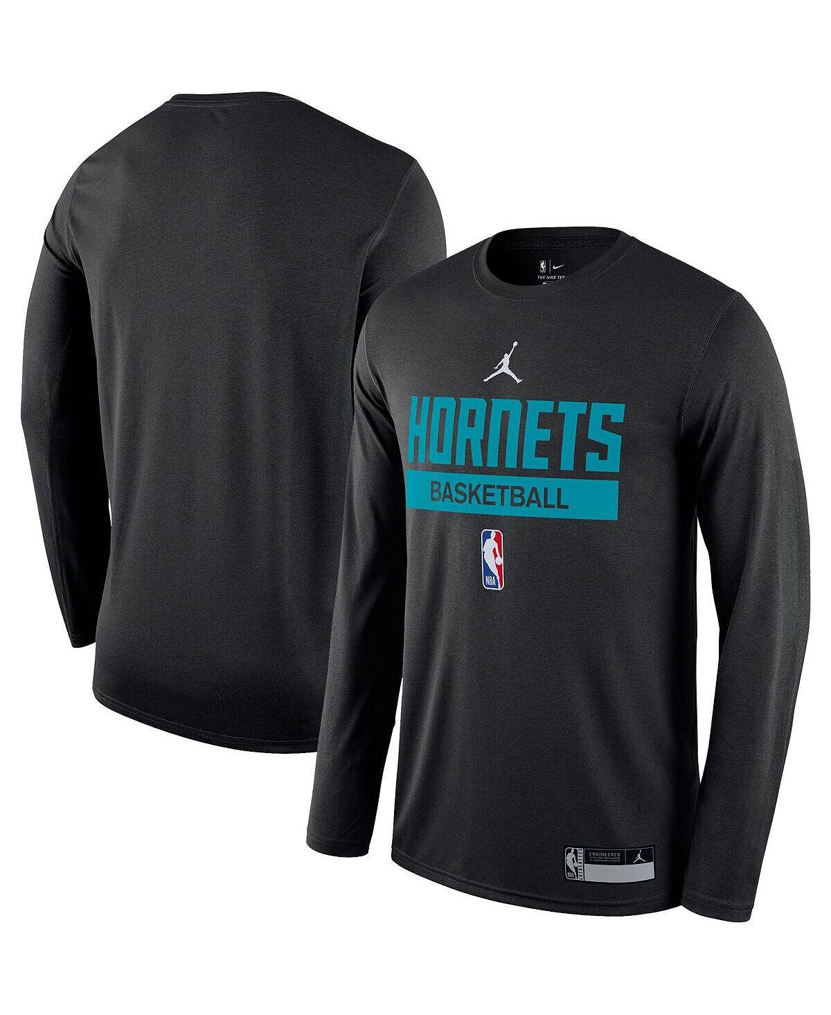 

Мужская фирменная черная футболка с длинным рукавом charlotte hornets 2022/23 legend on-court practice performance Jordan, черный