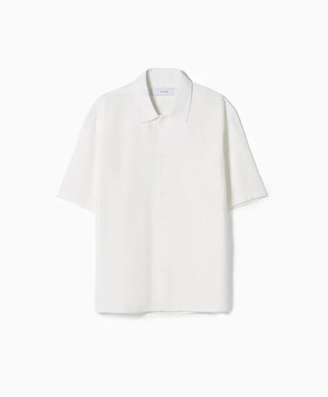 

Рубашка свободного кроя с короткими рукавами Bershka Relaxed Fit Short Sleeve, белый