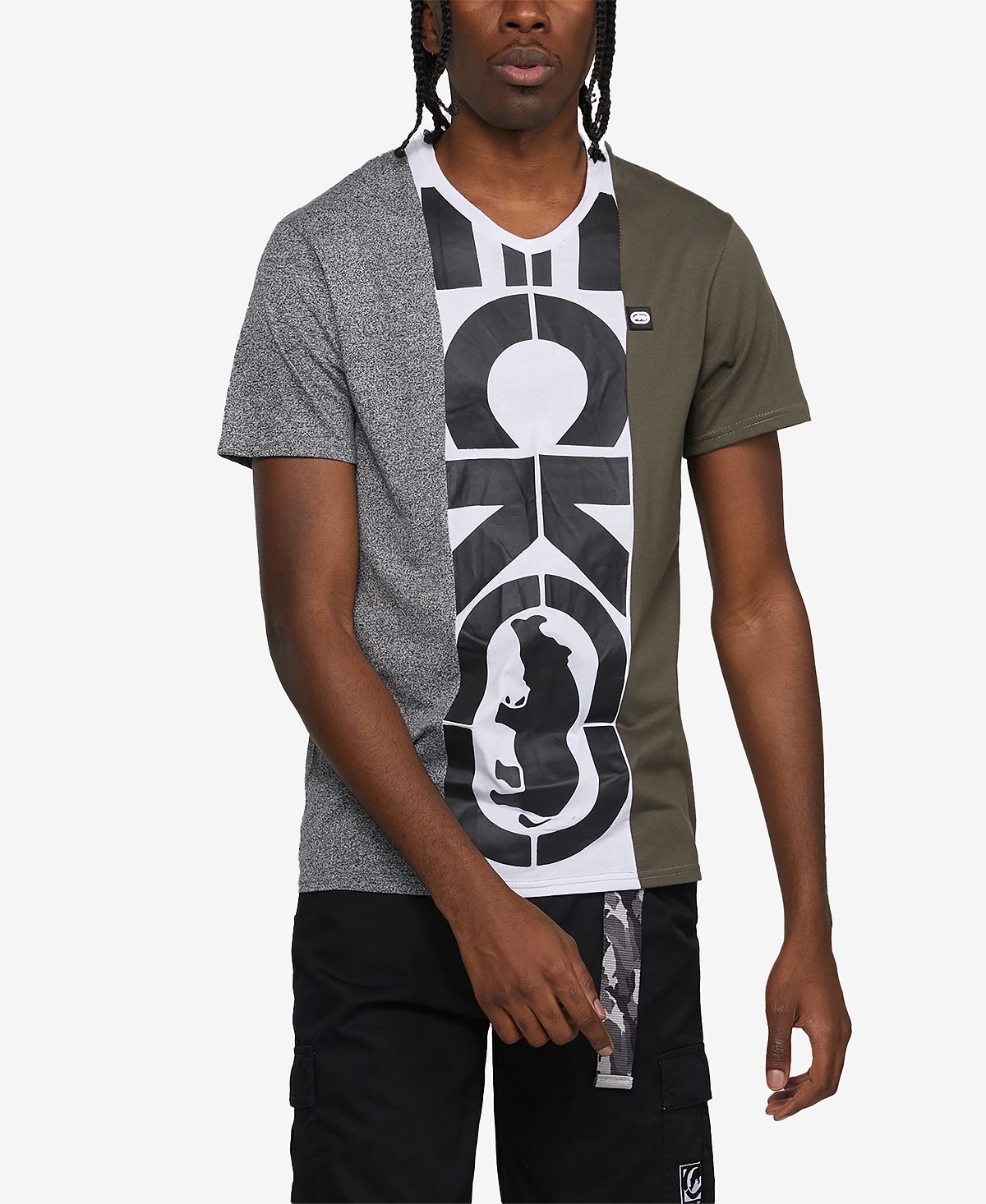 цена Мужская футболка с коротким рукавом и центральным репсом с v-образным вырезом Ecko Unltd, черный