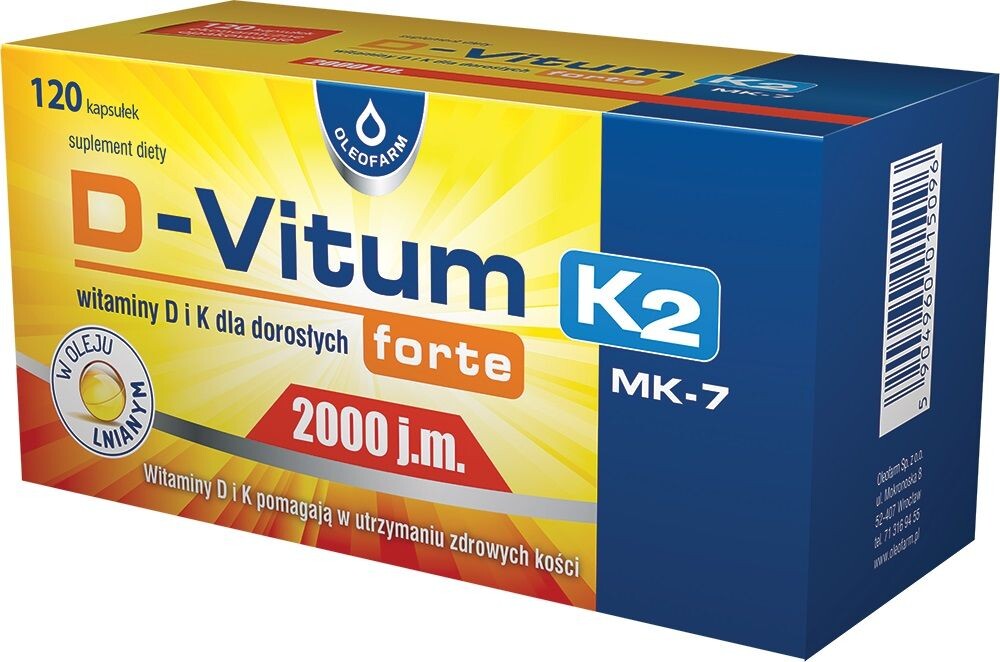 

D-vitum Forte 2000 J.M.+K2 витамин D3+K2, 120 шт.