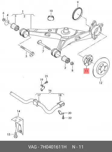 Ступица с подшипником / radnabe WHEEL HUB ASSY 7H0401611H VAG рулевая чашка и задняя ступица