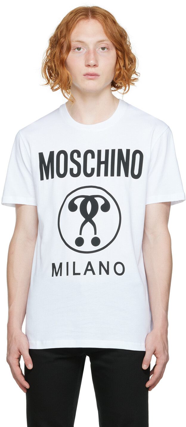 

Белая футболка с принтом Moschino