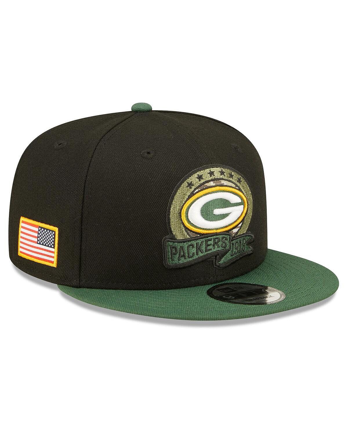 

Мужская черная, зеленая кепка Snapback Green Bay Packers 2022 Salute To Service 9FIFTY New Era