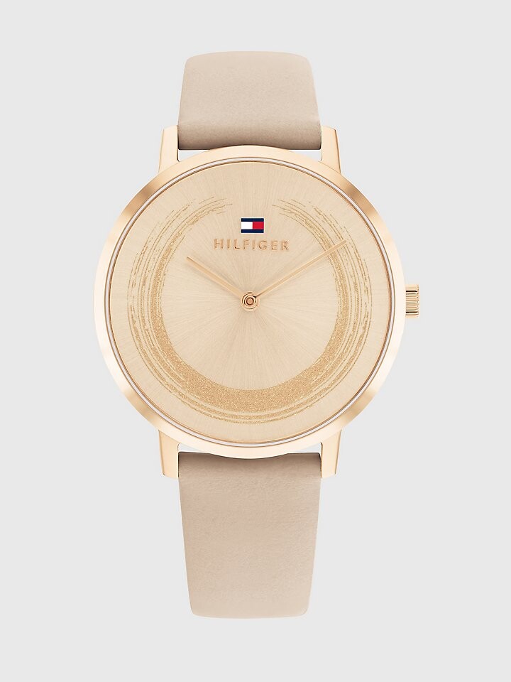 

Нарядные часы с серо-коричневым кожаным ремешком Tommy Hilfiger