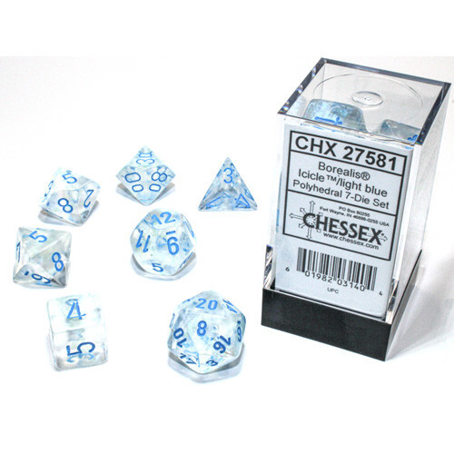

Аксессуары Chessex Chessex Dice Set: Borealis Luminary Icicle/Light Blue (7)