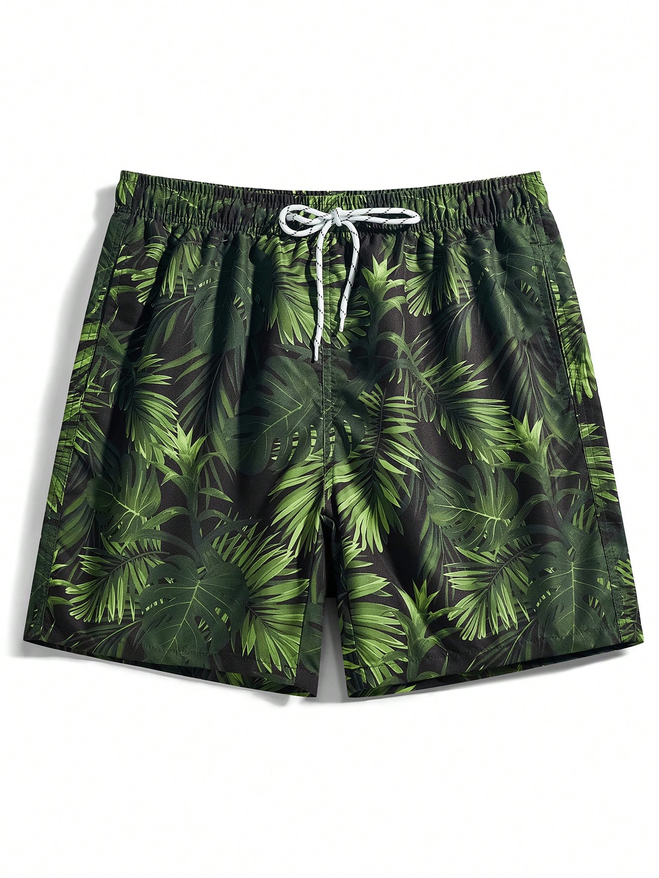 Мужские пляжные шорты Manfinity с тропическим принтом и завязками на талии, армейский зеленый