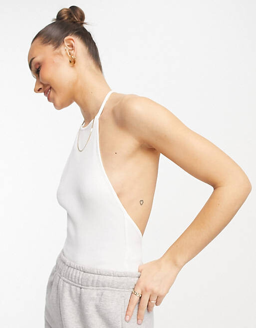 

Белое боди в рубчик с Т-образной спинкой ASOS DESIGN