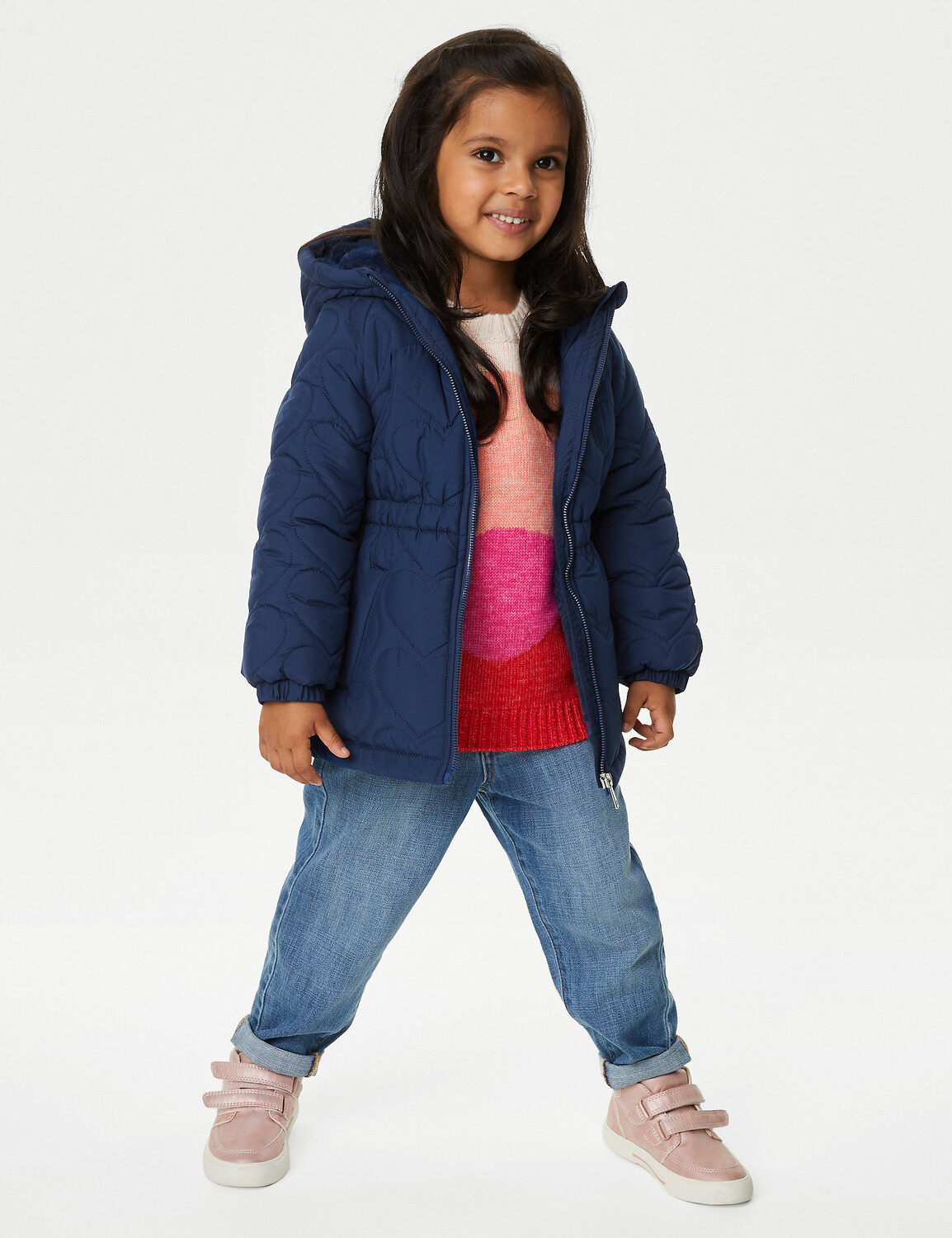 

Стеганое пуховое пальто (2–8 лет) Marks & Spencer, темно-синий