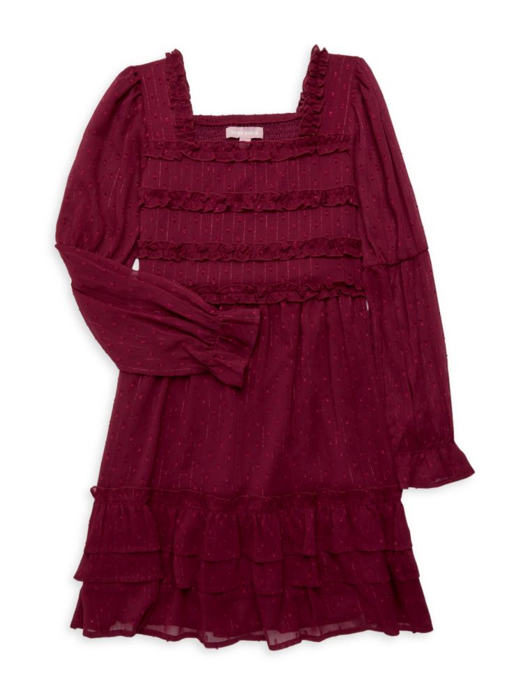 цена Платье для девочки с рюшами в горошек Bcbgirls, цвет Cranberry