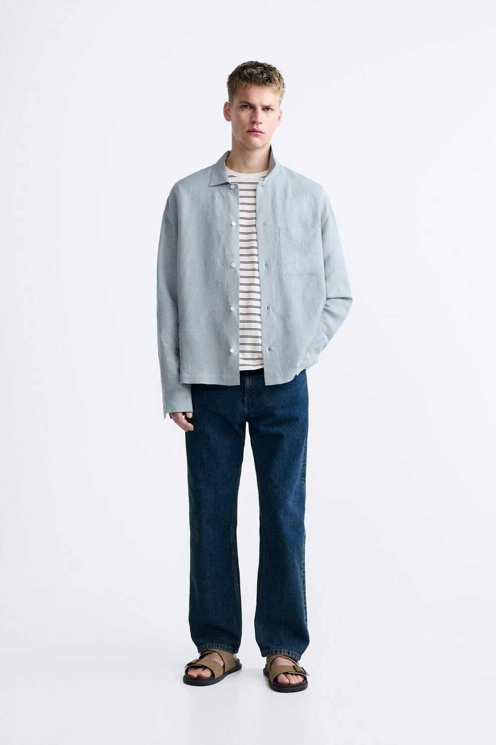 

Рубашка из льна и вискозы ZARA, голубое небо