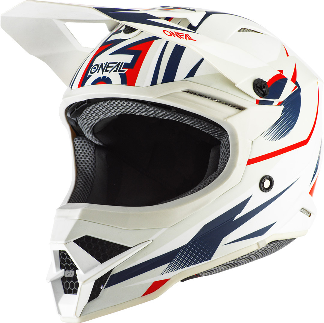 цена Шлем Oneal 3Series Riff 2.0 для мотокросса, белый/синий/красный
