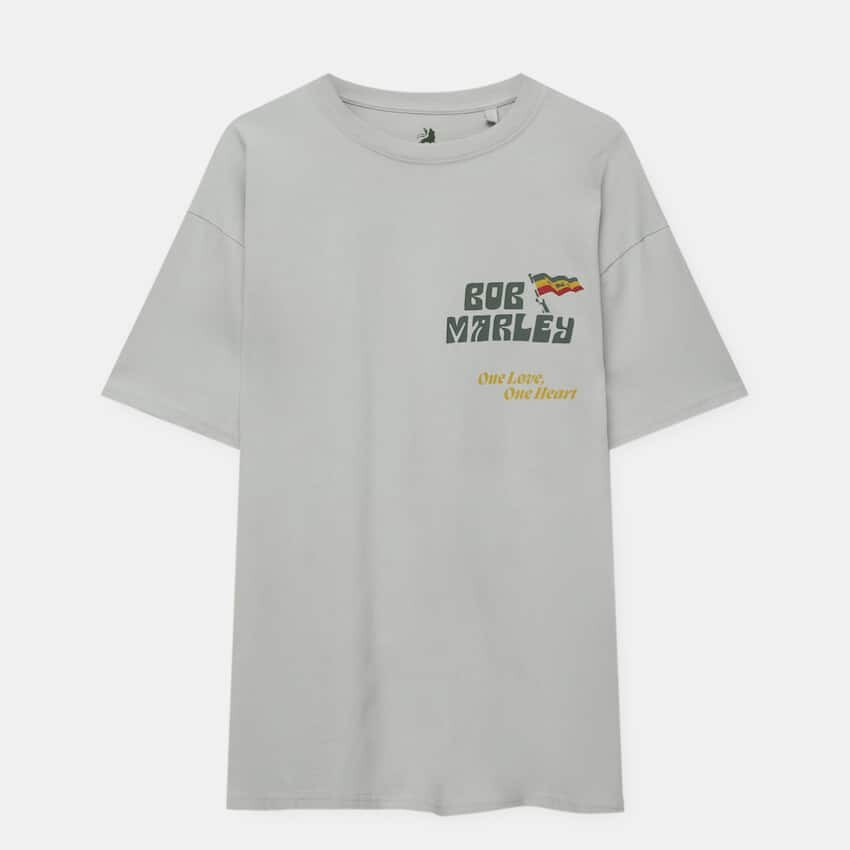 

Футболка Pull&Bear Bob Marley European Tour 1977, серый