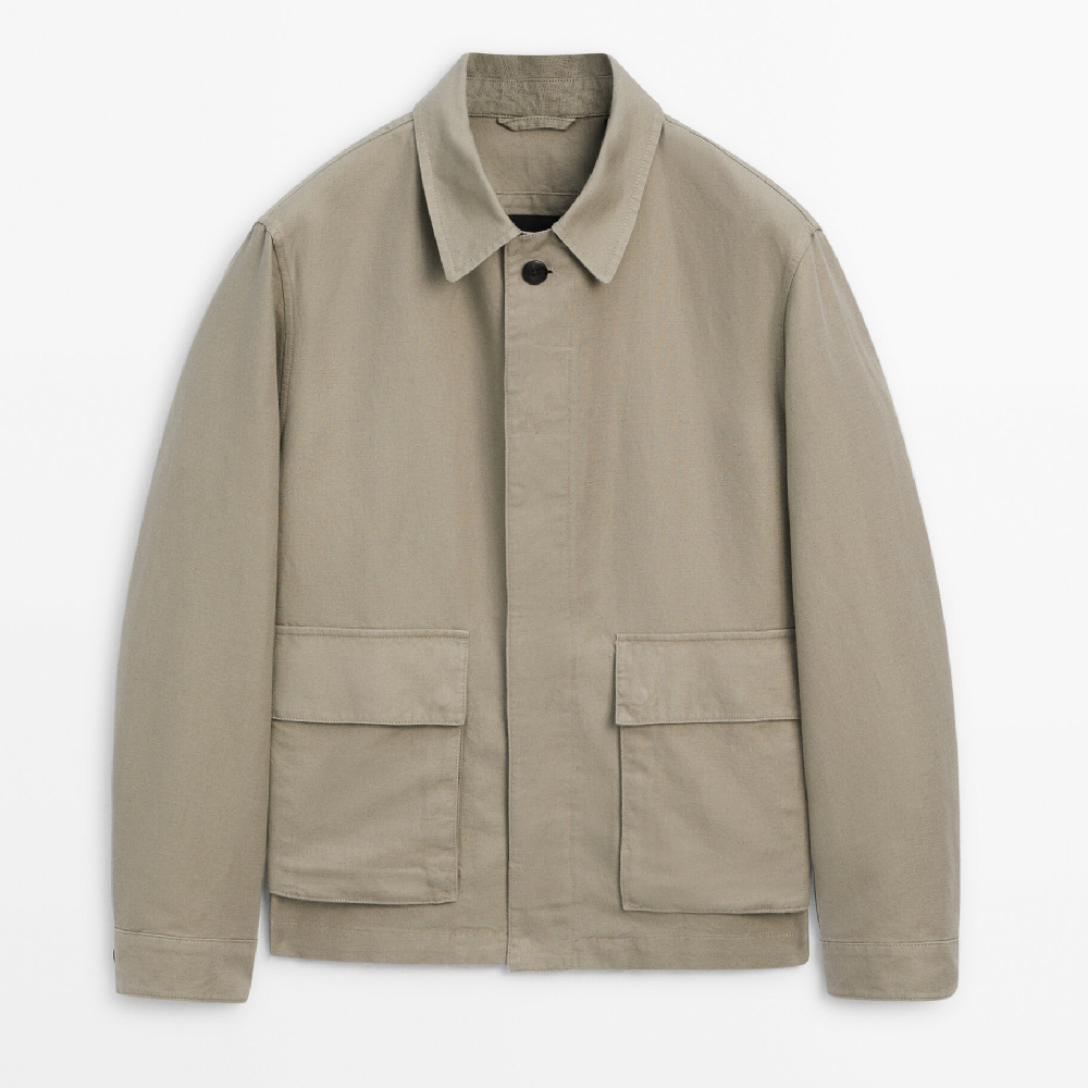 Куртка Massimo Dutti Canvas With Pockets, бежевый куртка massimo dutti jacket with pockets бледный хаки