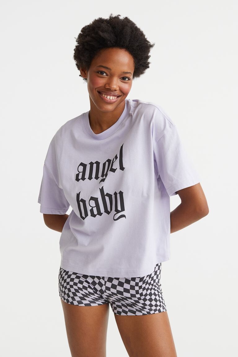 

Печатные пижамы H&M, светло-фиолетовый/клетка