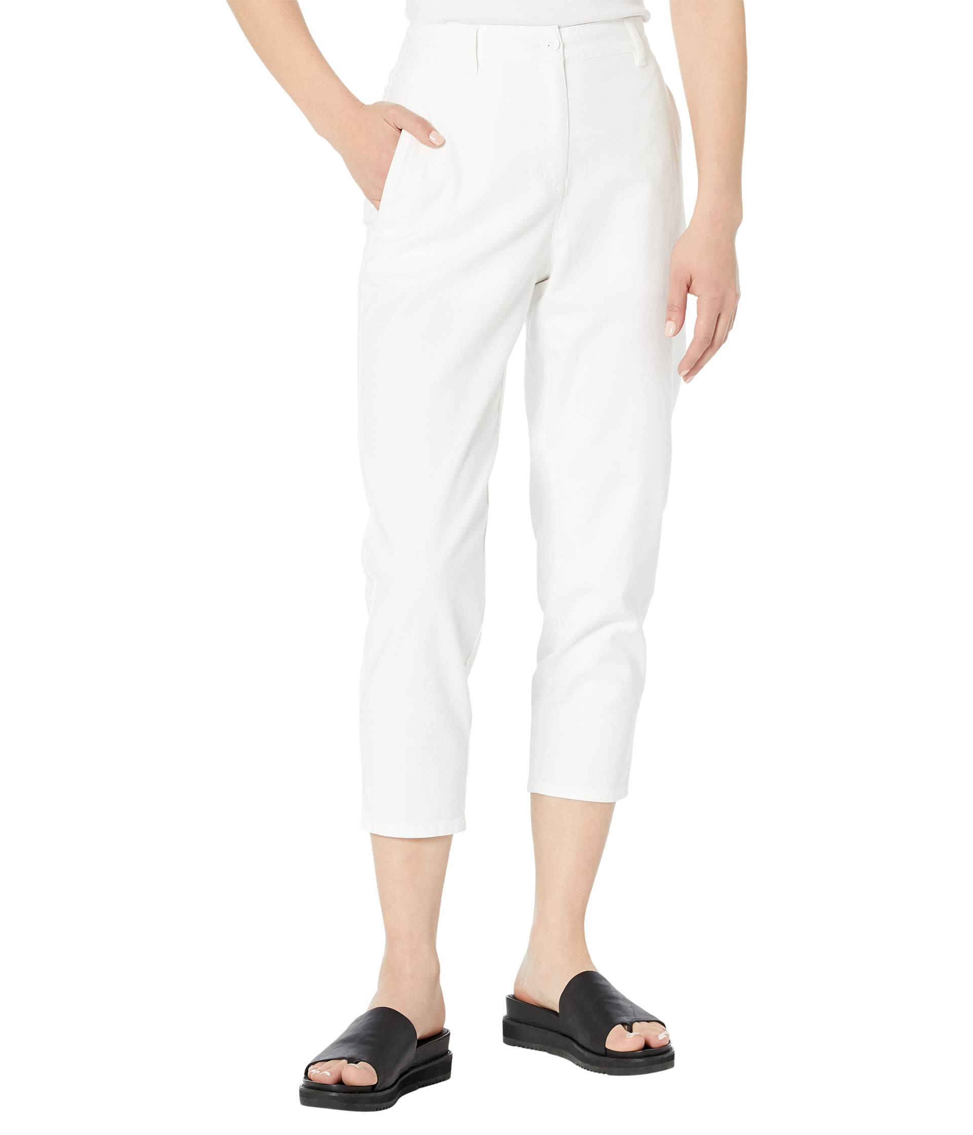 Брюки Eileen Fisher, Petite High-Waisted Tapered Ankle Pants in Organic Cotton Hemp Stretch