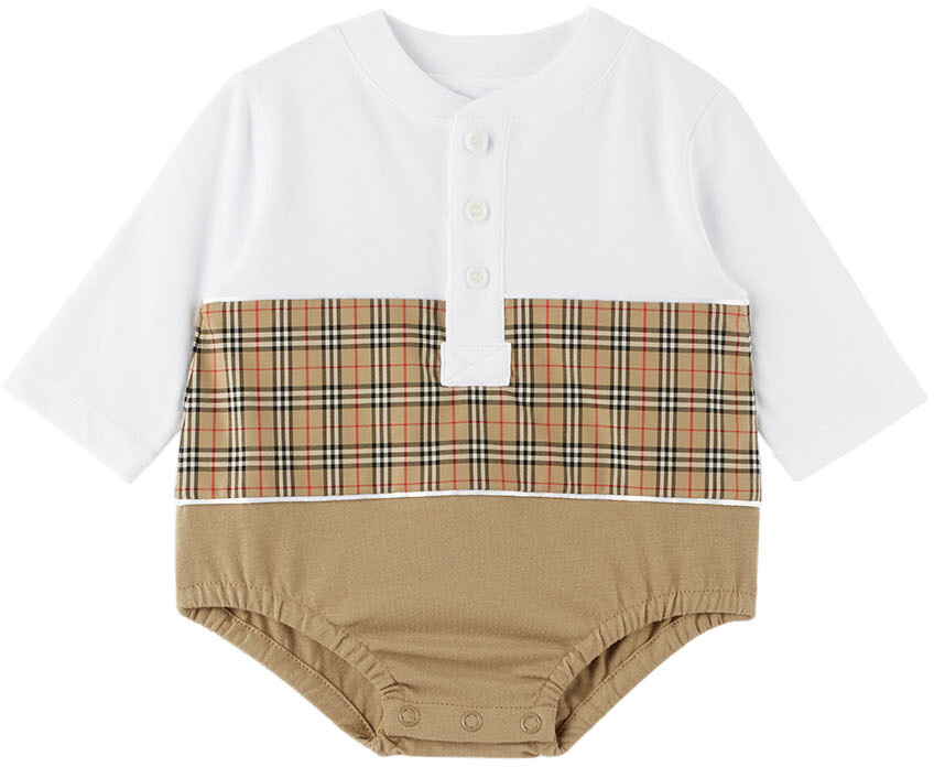 

Белое боди в клетку Baby Baby Eli Burberry