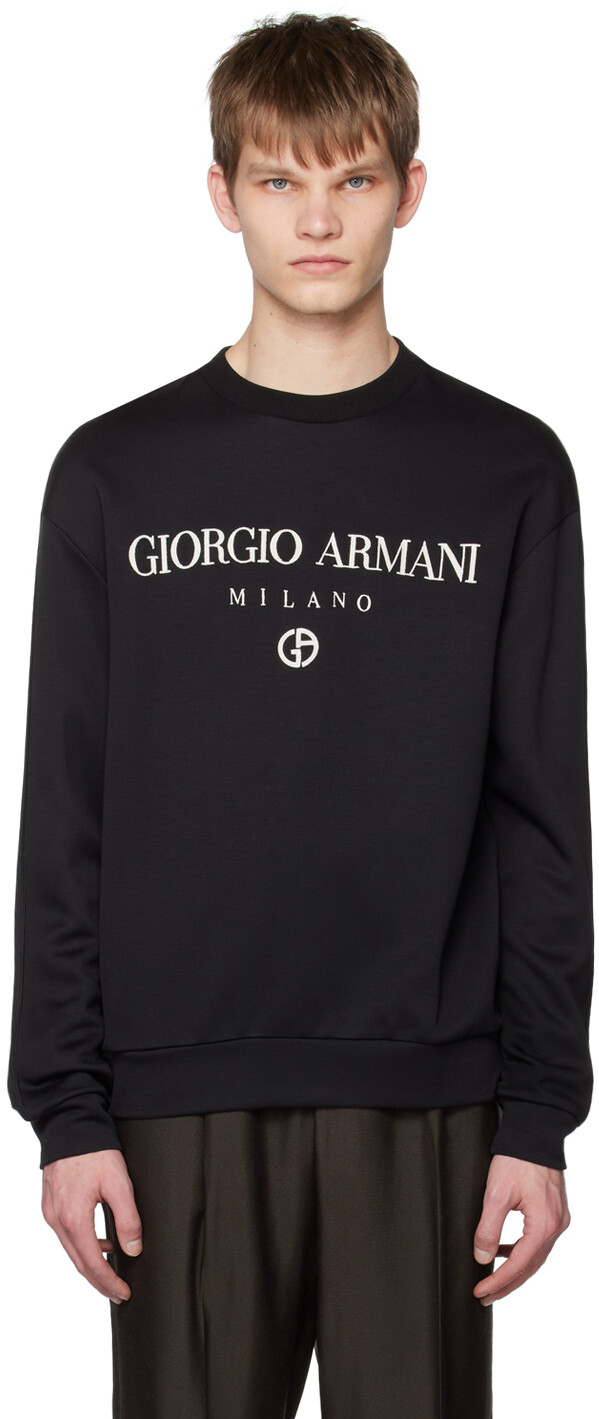 

Черный свитшот с вышивкой Giorgio Armani