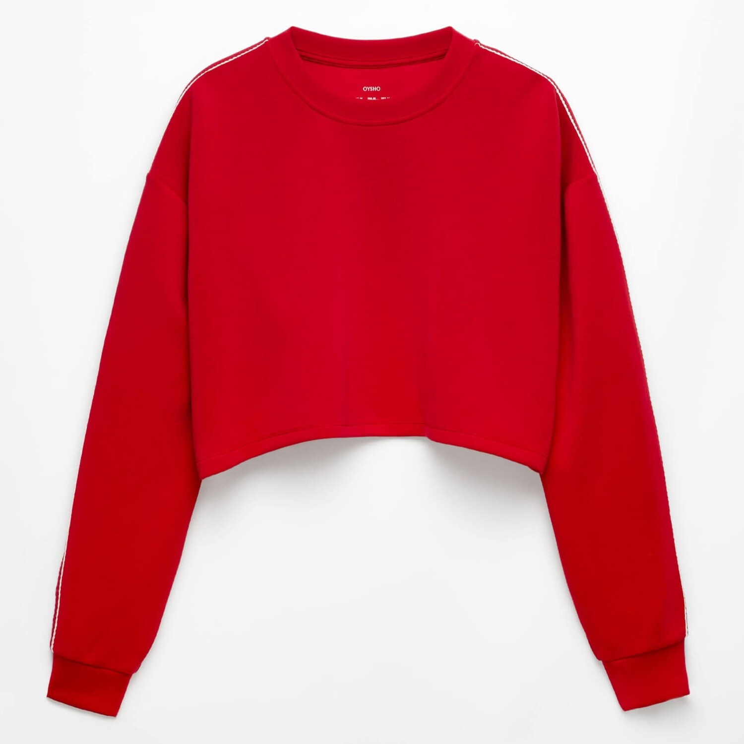 Свитшот Oysho Crop With Modal And Side Appliqu, красный
