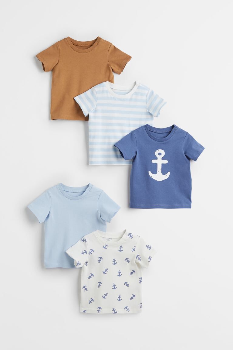 

5 футболок H&M, синий/якоря