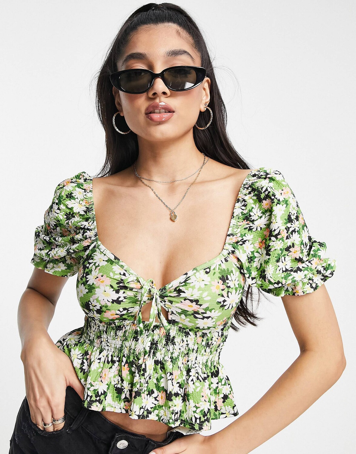

Разноцветный топ с завязками спереди Miss Selfridge