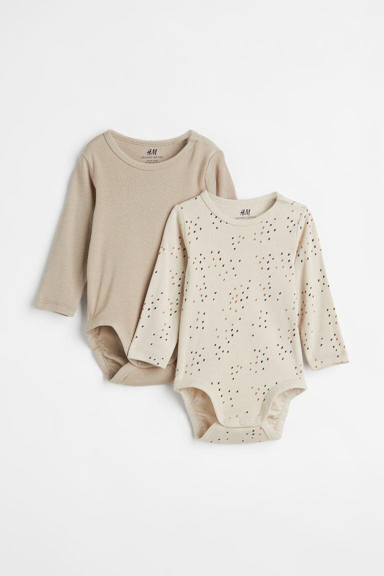 

2 комплекта боди из хлопка H&M, бежевый