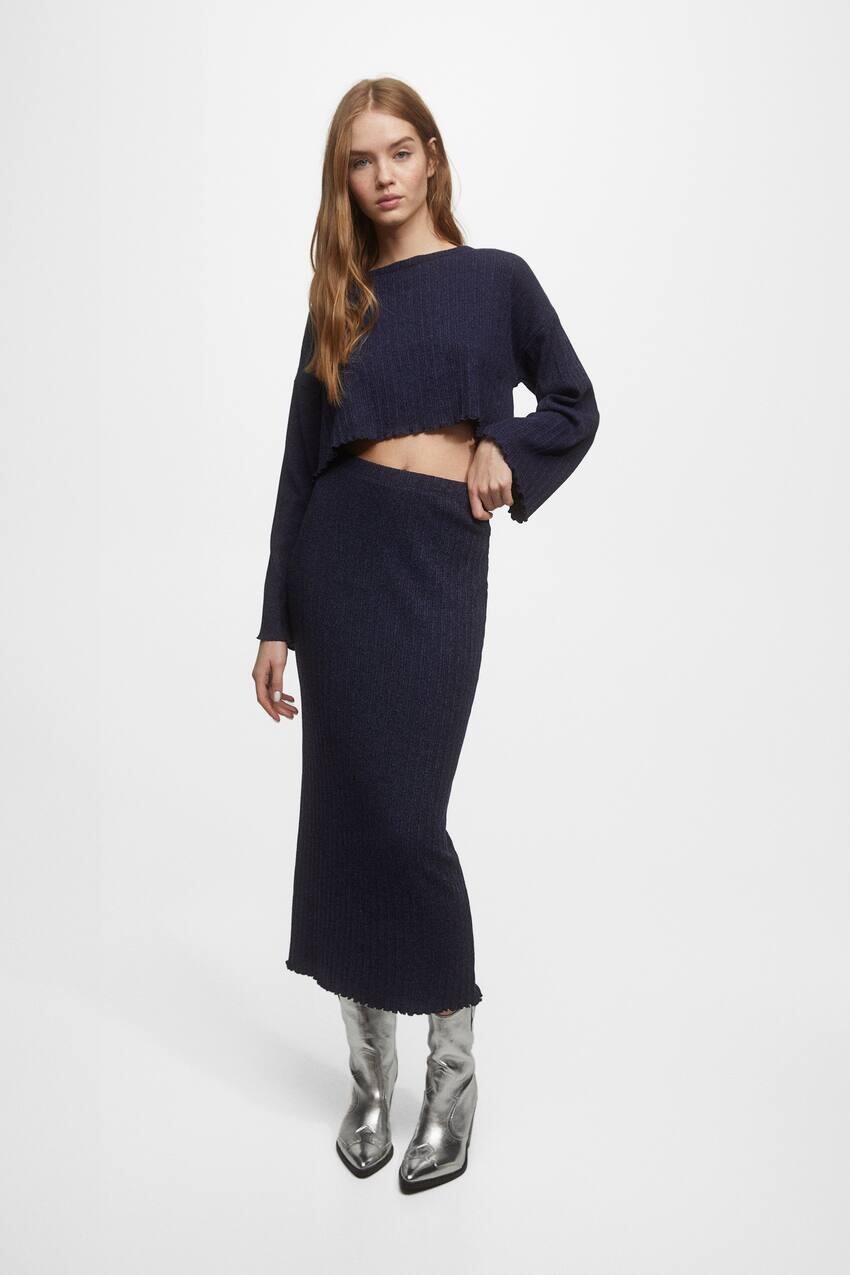 

Юбка миди в рубчик Pull&Bear, синий