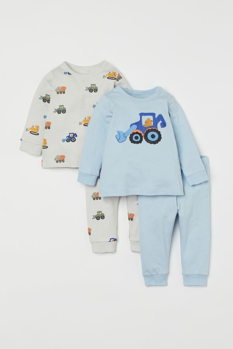 

2 пижамы H&M, голубой/экскаватор