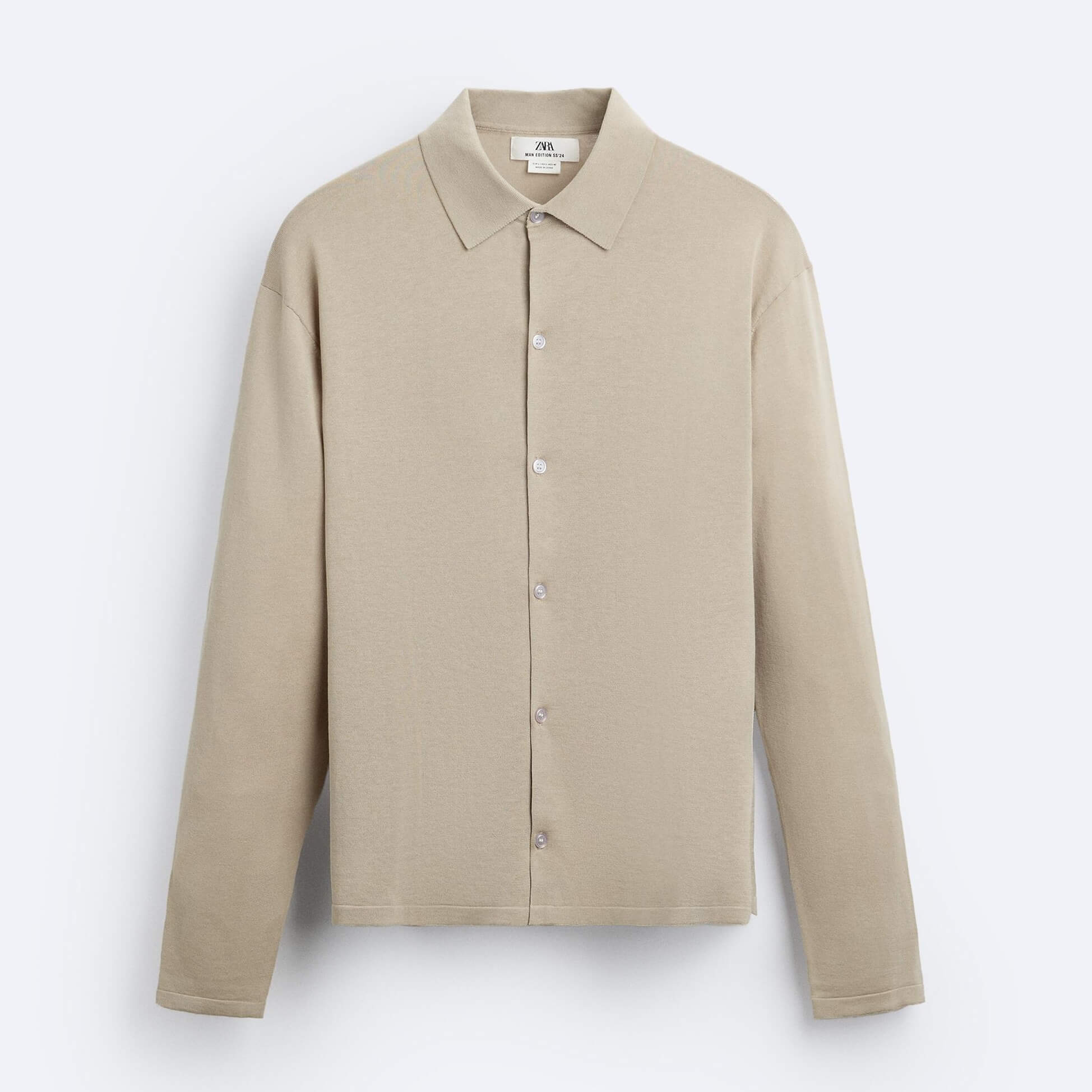 Рубашка Zara Cotton Silk Knit Limited Edition, бежевый поло zara cotton and silk knit shirt черный