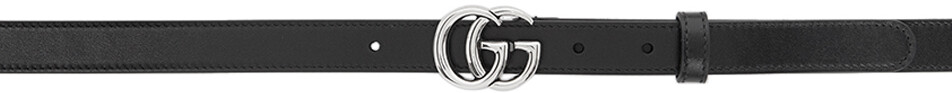 

Черный тонкий ремень с узором GG Marmont Gucci