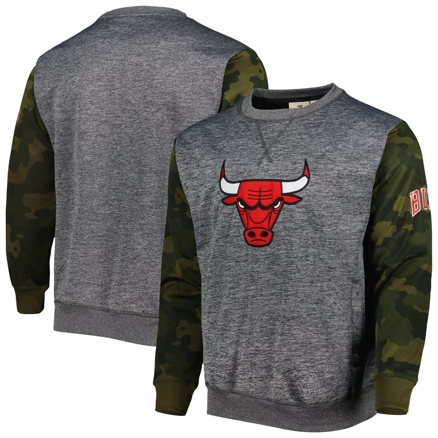 

Мужской свитшот с камуфляжной прошивкой и логотипом Fanatics Heather Charcoal Chicago Bulls