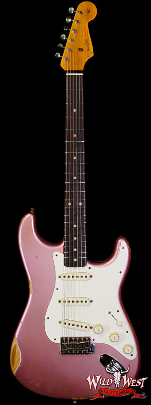 цена Fender Custom Shop 1959 Stratocaster AAA Rosewood Board Relic Faded Aged Burgundy Mist Metallic