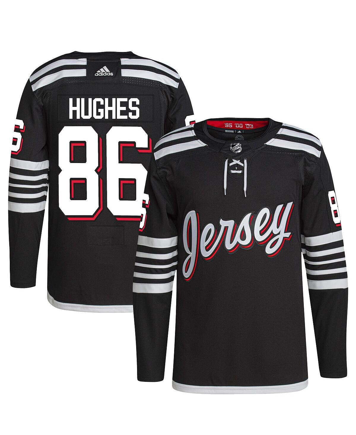 

Мужская футболка jack hughes black new jersey devils 2021/22 alternate primegreen authentic pro player jersey adidas, черный