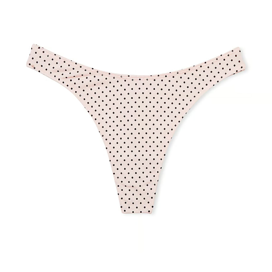 

Трусики-стринги Victoria's Secret Stretch Cotton High-Leg Scoop Thong Classic, бледно-розовый/горох