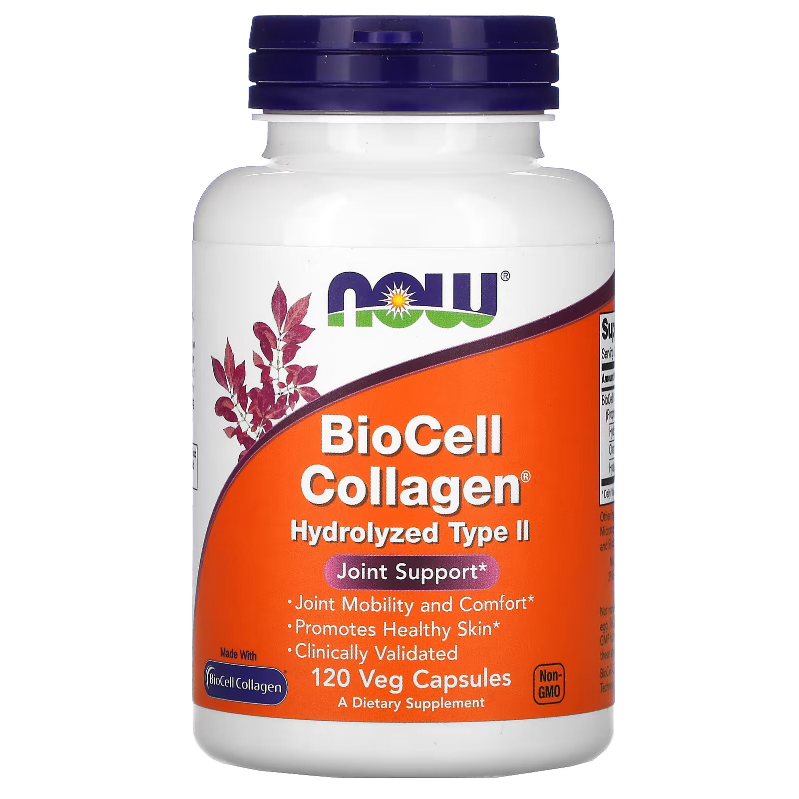 NOW Foods, BioCell Collagen, гидролизованный тип 2, 120 растительных капсул now foods коллаген biocell гидролизованный ii типа 120 вегетарианских капсул