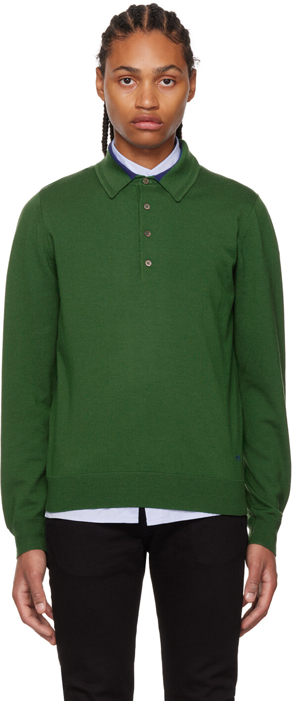 

Зеленая вязаная футболка-поло PS by Paul Smith, Зеленый