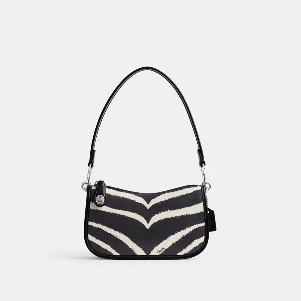 

Сумка Swinger Bag 20 с принтом зебры COACH, цвет silver/zebra