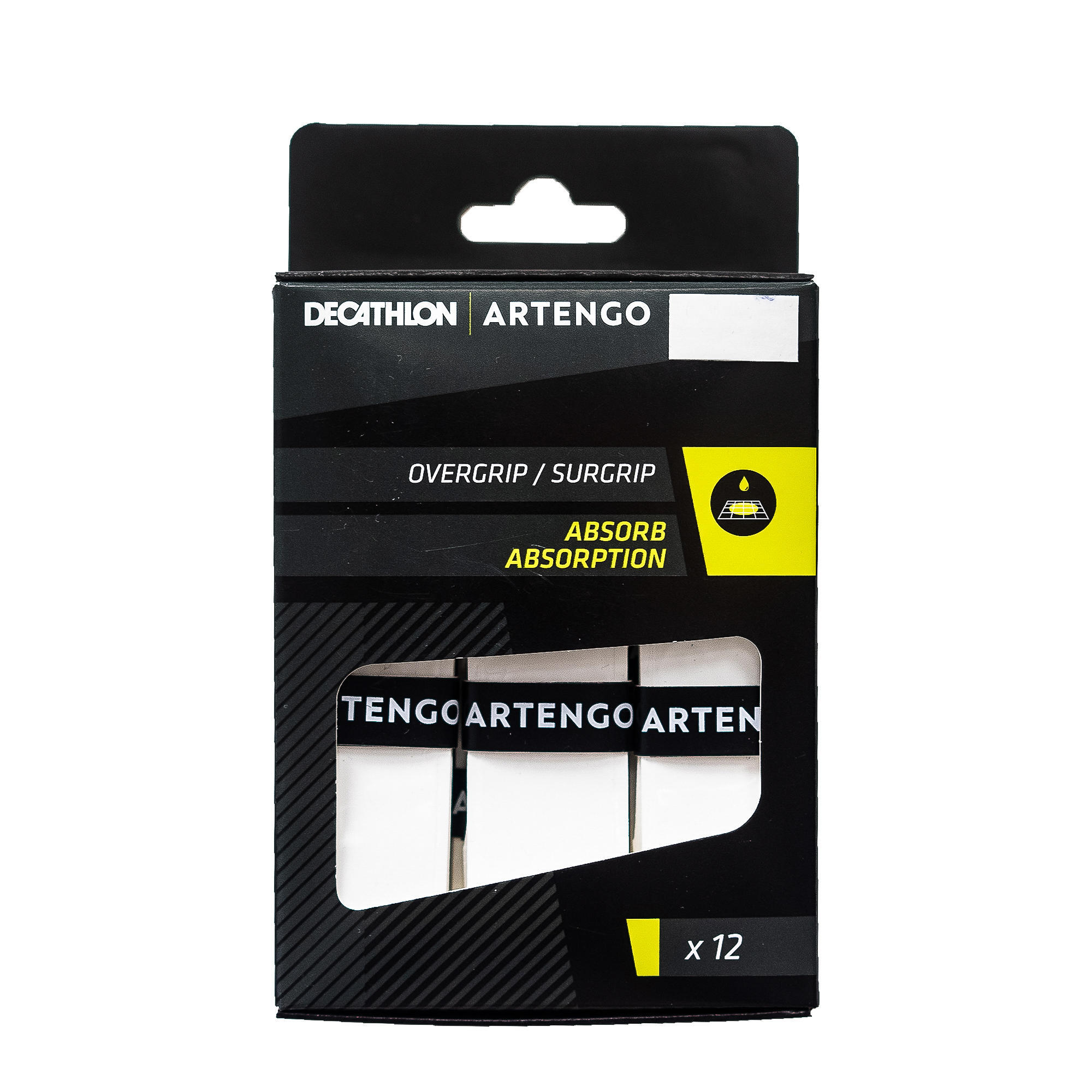 Лента для захвата Tennis Absorb Overgrip, 12 шт. в упаковке, белая ARTENGO - фото