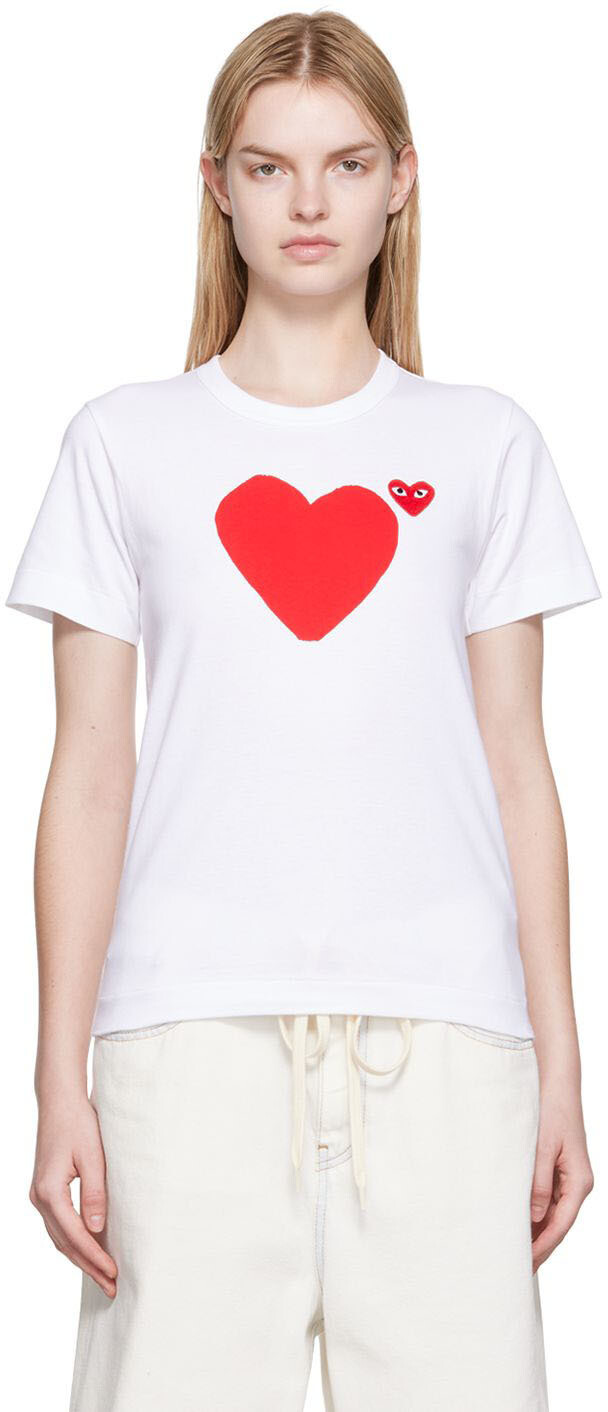 

Белая футболка с нашивкой в ​​виде сердца Comme des Garçons Play, Белый