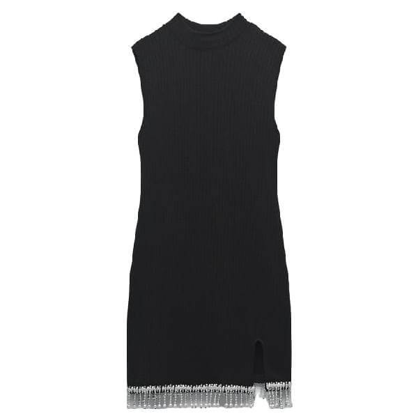 Платье Zara Soft Dress With Faux Pearls, черный