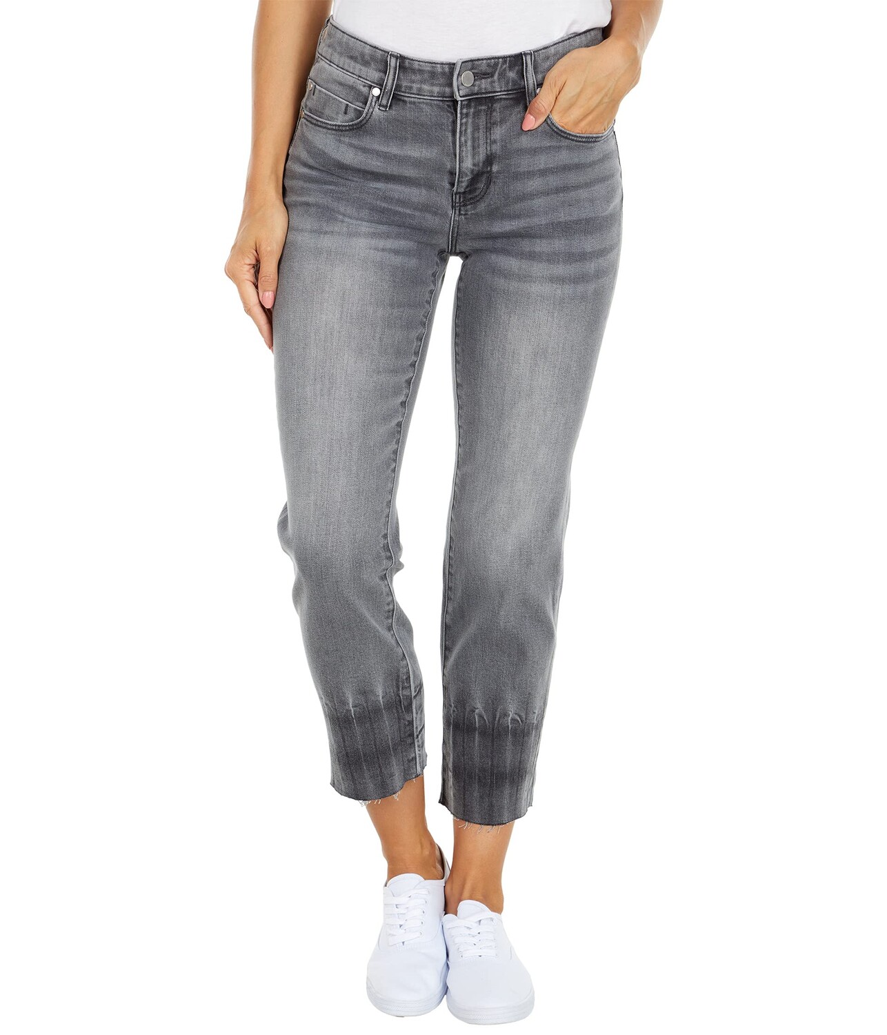 

Джинсы Liverpool, Crop Straight Jeans with Raw Hem in Shale Stone