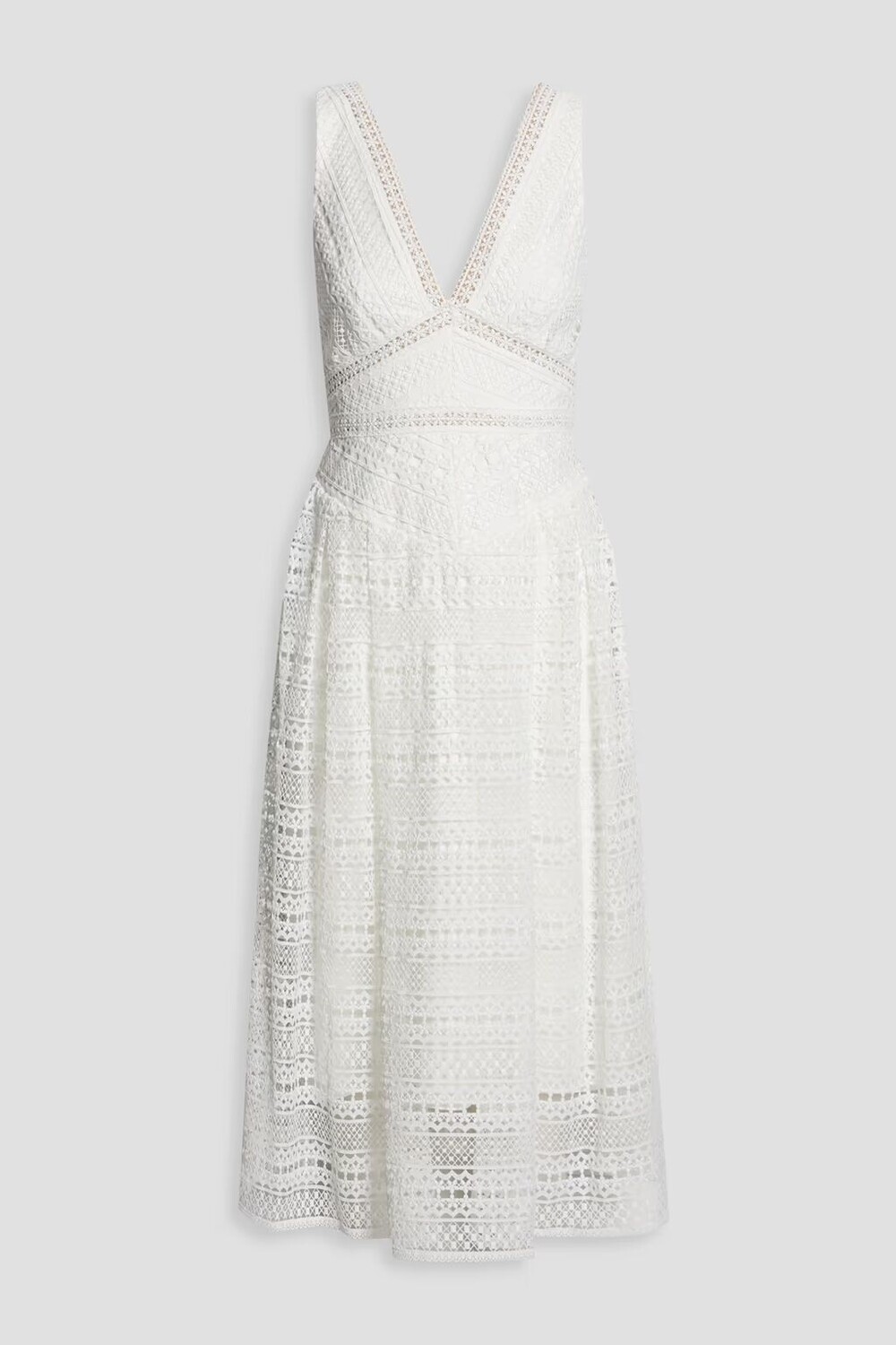 

Платье миди из кружева макраме Ml Monique Lhuillier, белый