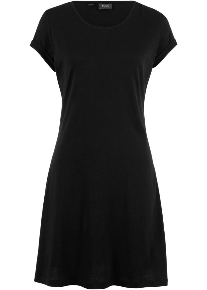 Платье-рубашка с короткими рукавами Bpc Bonprix Collection, черный платье рубашка миди с рукавами 3 4 bpc bonprix collection черный