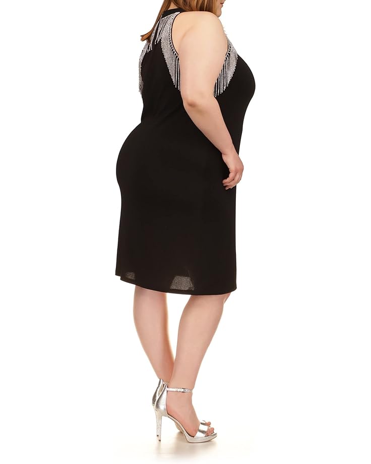 Платье Michael Kors Plus Size Rhinestone Halter Dress, черный цена и фото