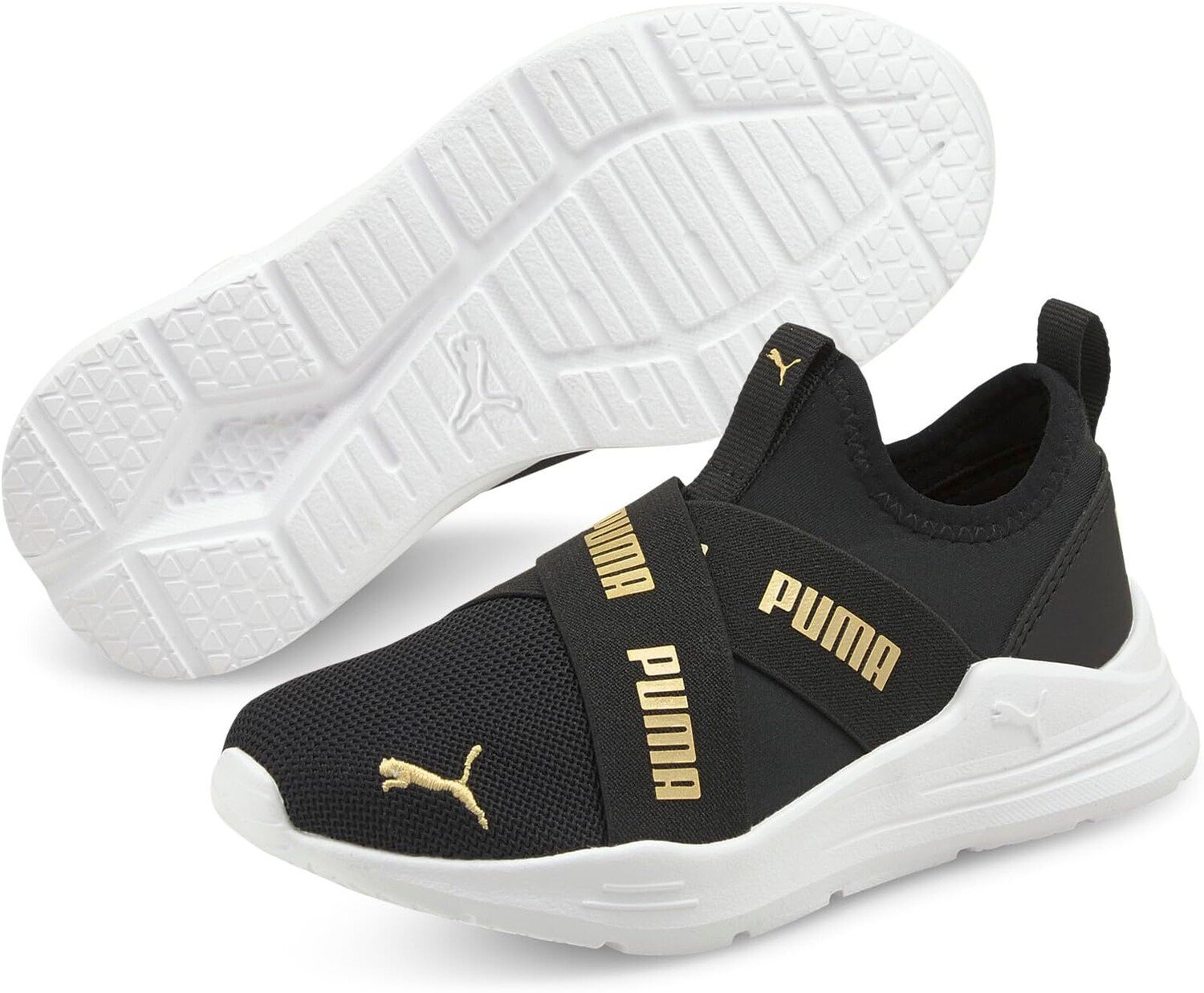 

Кроссовки Wired Run Slip-On Flash PUMA, цвет Puma Black/Puma Team Gold