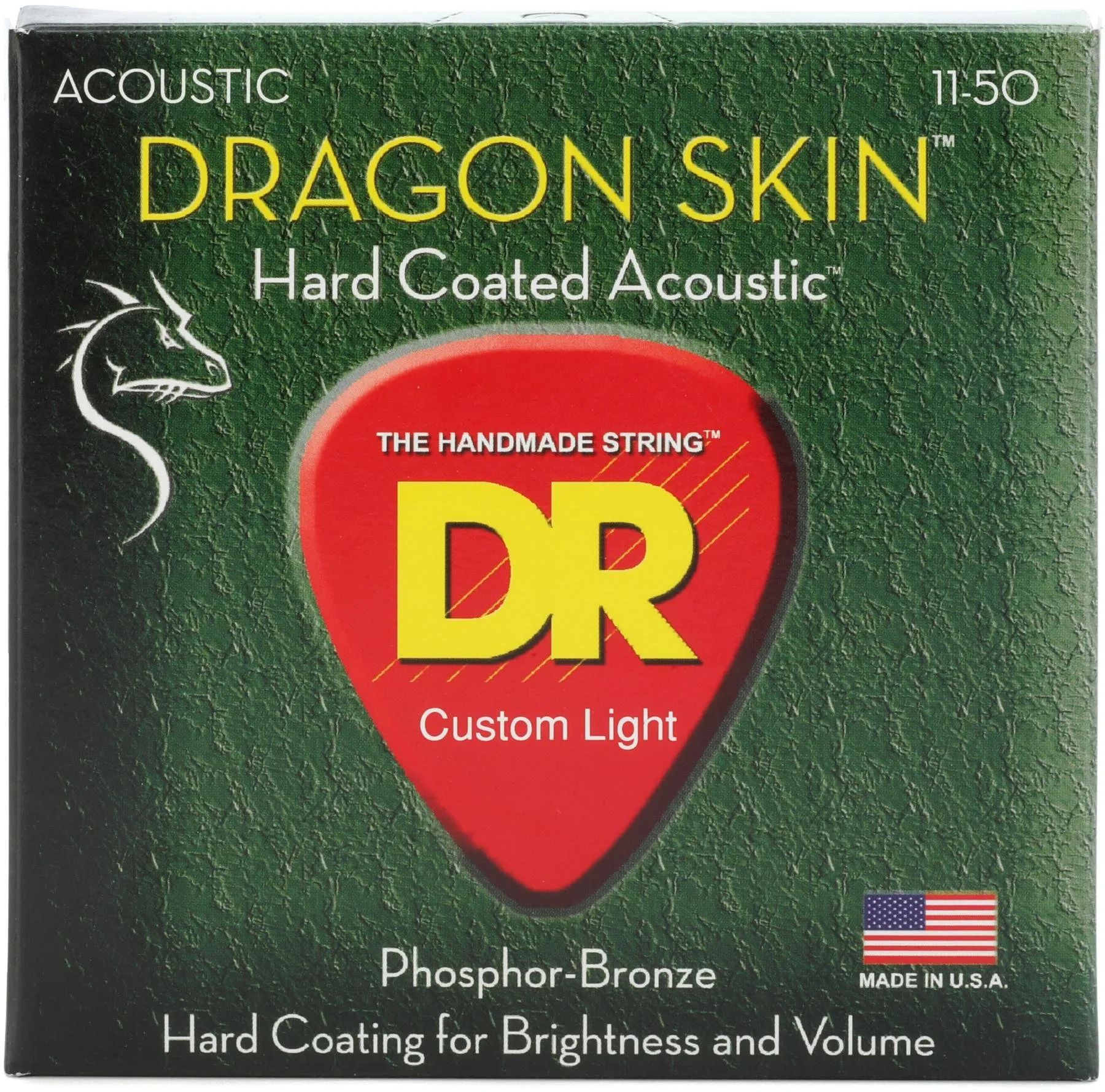 

DR Strings DSA-11 Струны для акустической гитары с покрытием из фосфорной бронзы Dragon-Skin — .011-.050 Custom Light