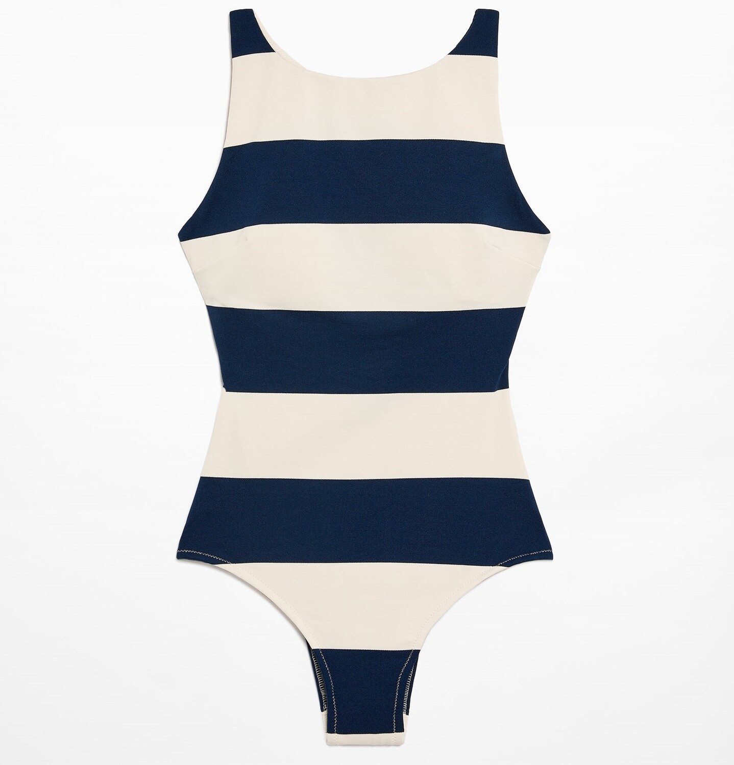 Купальник Oysho Stripe Halter, темно-синий, белый