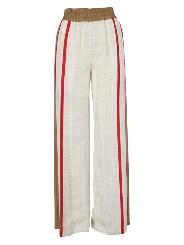 

Широкие шелковые брюки в клетку mulberry Burberry Ivory multi