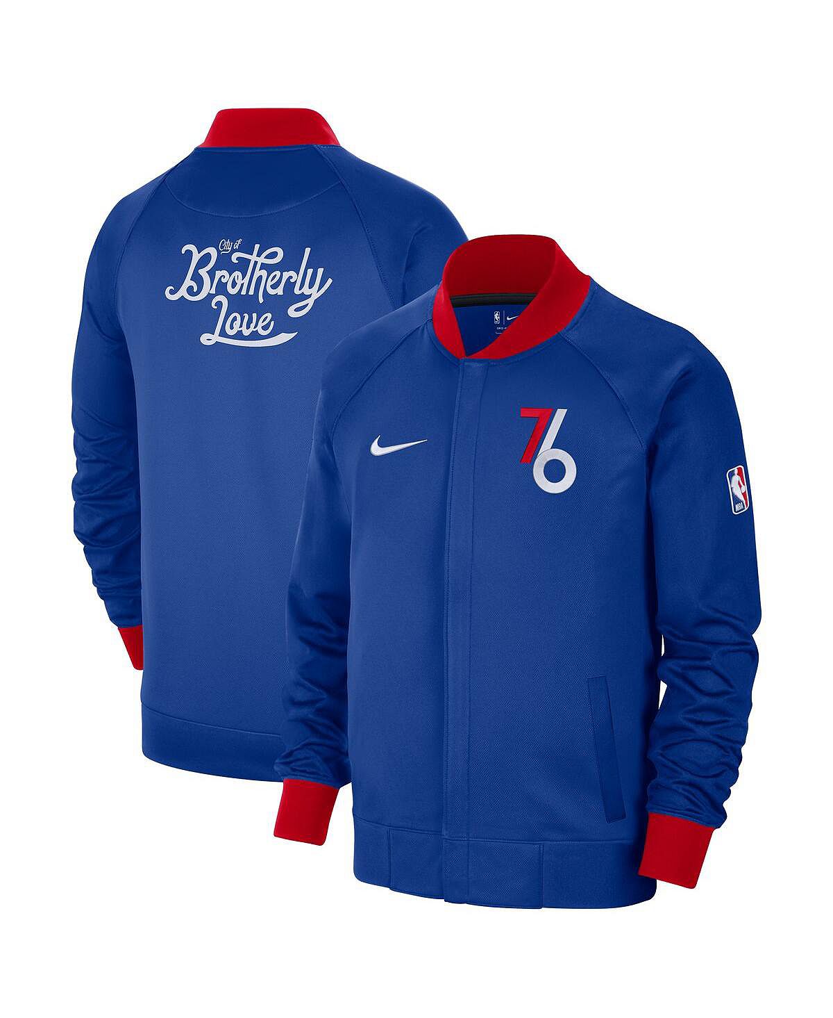 Мужская сине-белая куртка philadelphia 76ers 2022/23 city edition showtime thermaflex с молнией во всю длину Nike, мульти - фото